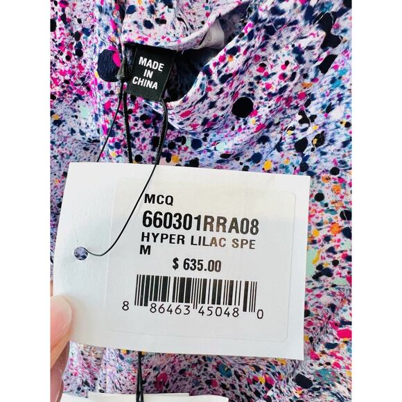 NWT MCQ Drawcord Mini Slip Dress Liliac Size medium Removable Sleeves $635 - Picture 5 of 16